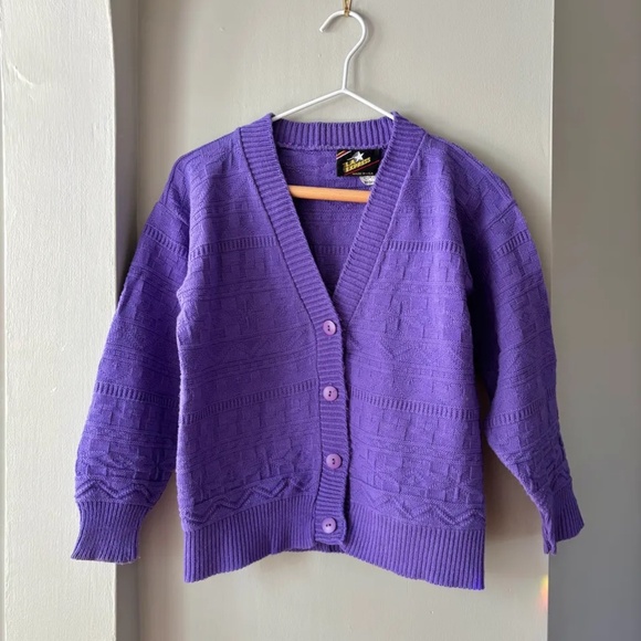 Vintage Purple Knit Cardigan, Size S/M - Picture 1 of 4